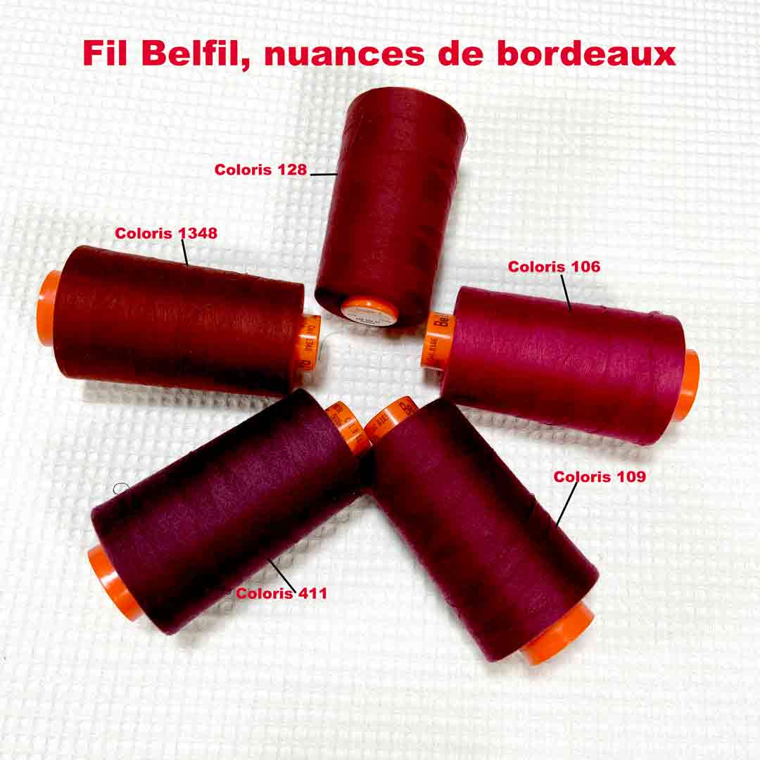 Bobine de fil polyester bordeaux, Cône surjeteuse 5000m Col 98, Belfil - Image 3
