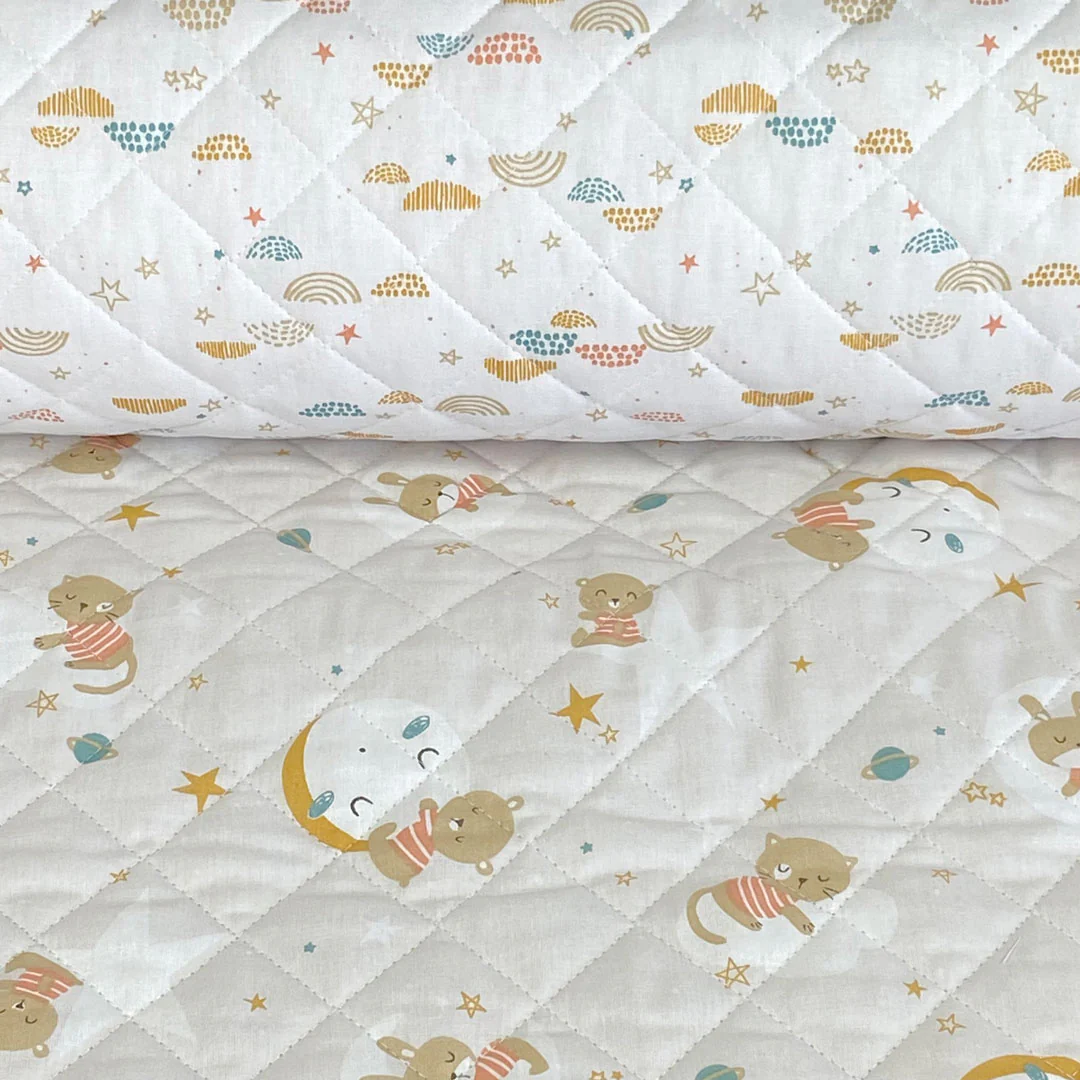 Coupon de tissu coton matelassé Oluna/Okolo grege, 145cmx145cm, Destockage - Image 3