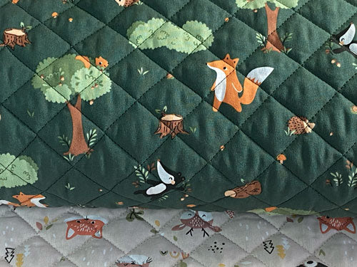 Coupon Tissu coton matelassé réversible pour enfants, Guy/Doupadi vert lin, 145x80cm - Image 3