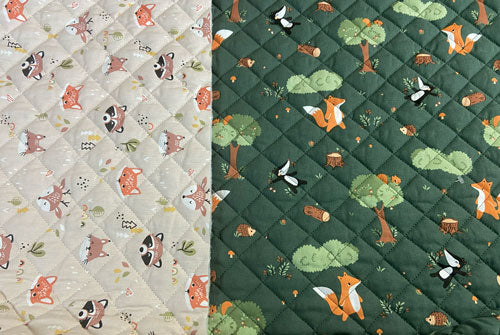 Coupon Tissu coton matelassé réversible pour enfants, Guy/Doupadi vert lin, 145x80cm - Image 4