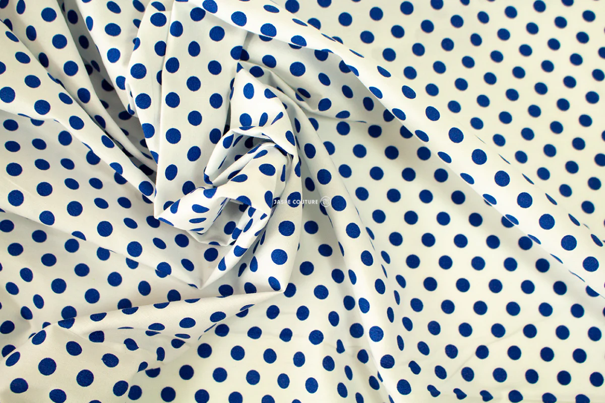 Tissu coton à pois bleu 50cm - Image 3