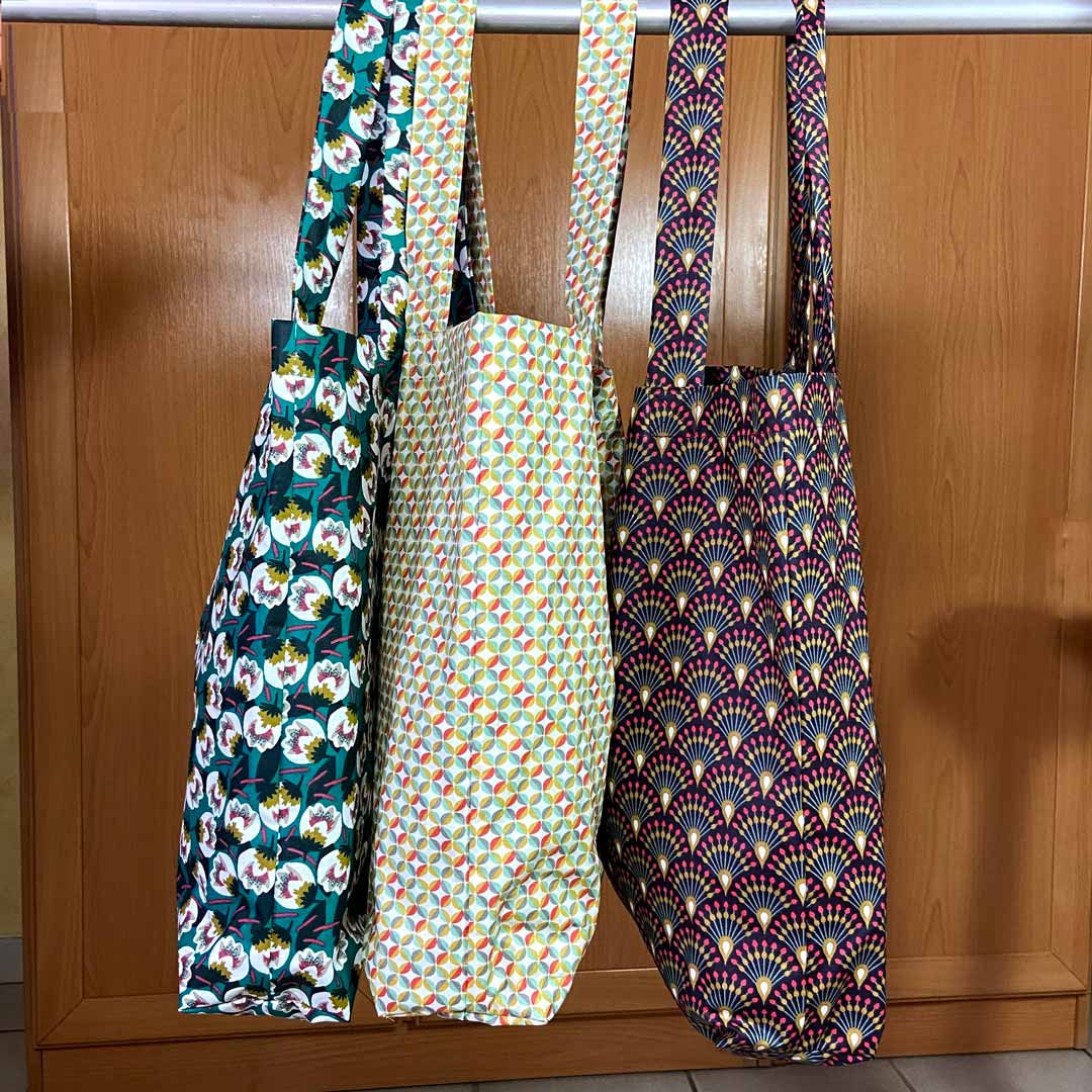 Tissu coton enduit Kimso bleu/orange, tissu souple, imperméable, anti tâche, 50cm - Image 4