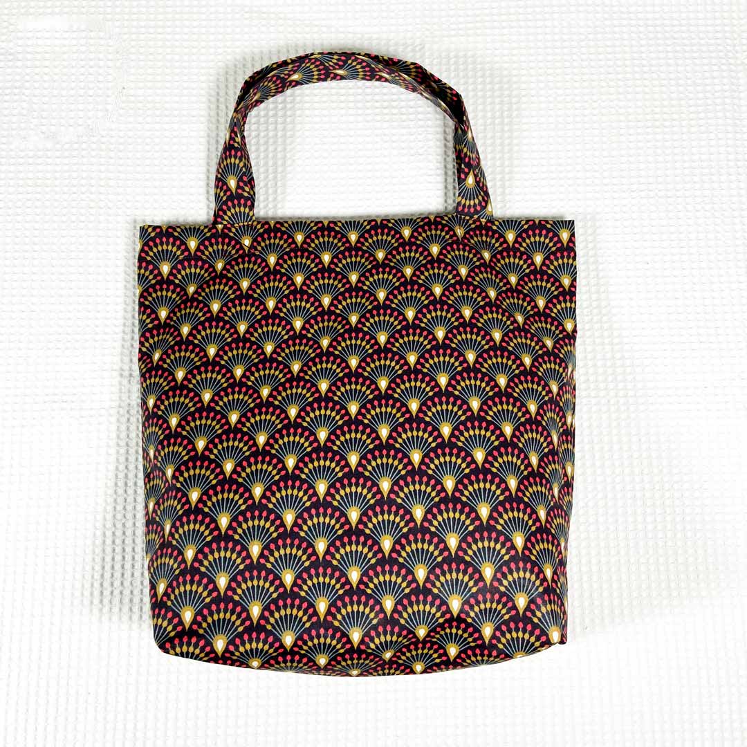 Tissu coton enduit Kimso bleu/orange, tissu souple, imperméable, anti tâche, 50cm - Image 3