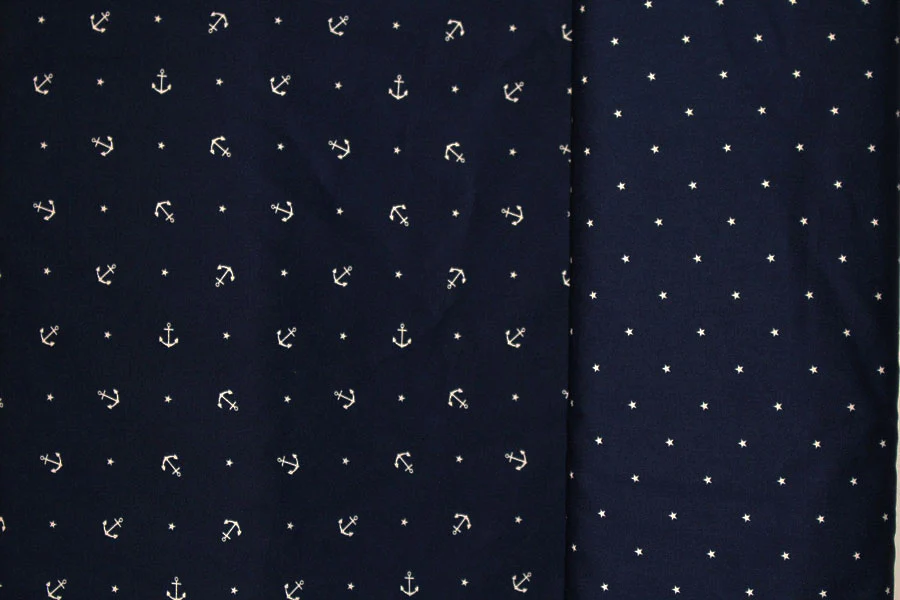 Tissu coton imprimé étoile, bleu marin foncé, 50cm - Image 3