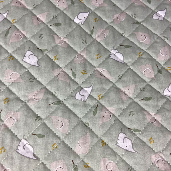 Coupon de Tissu coton matelassé réversible pour enfants, Ficelle/grege, 150x60cm - Image 3