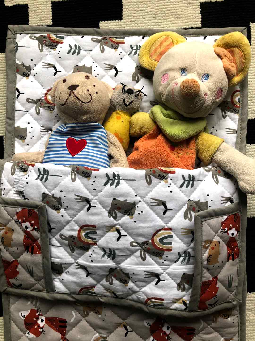 Coupon de Tissu coton matelassé réversible pour enfants, Ficelle/grege, 150x60cm - Image 4