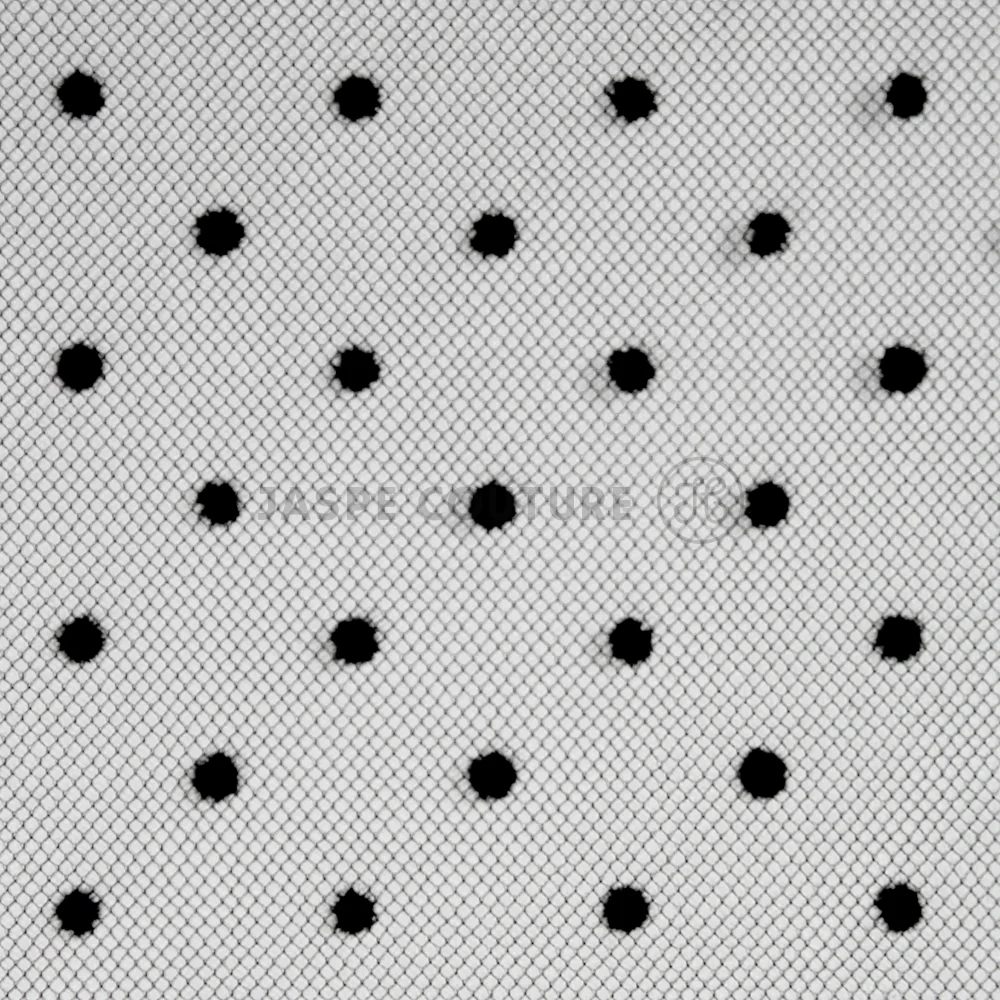 Tissu tulle floque à pois noir sur fonds noir Ravello, 50cm - Image 3